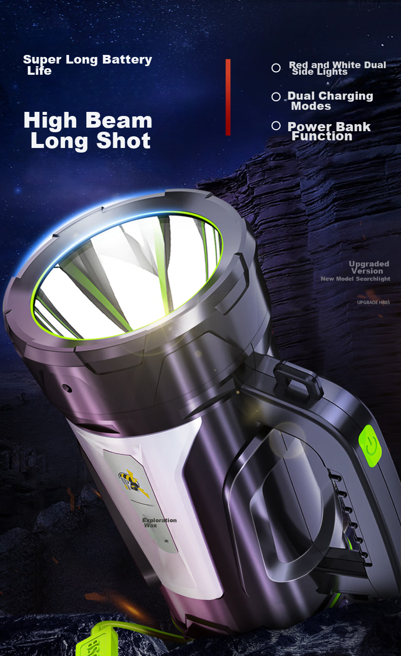 EWPLORE WASP Flashlight, High-Intensity Searchlight, Ultra-Bright And Long-Lasting Illumination, Handheld Lamp, High-Power Patrol Mining Lamp, Anti-Glare 1
