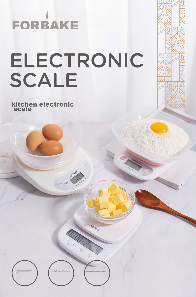 FOR BAKE Kitchen Scale, Home Use 1g Precise Electronic Scale, Baking Scale, Mini Food Scale with Tray, 5kg Capacity 1
