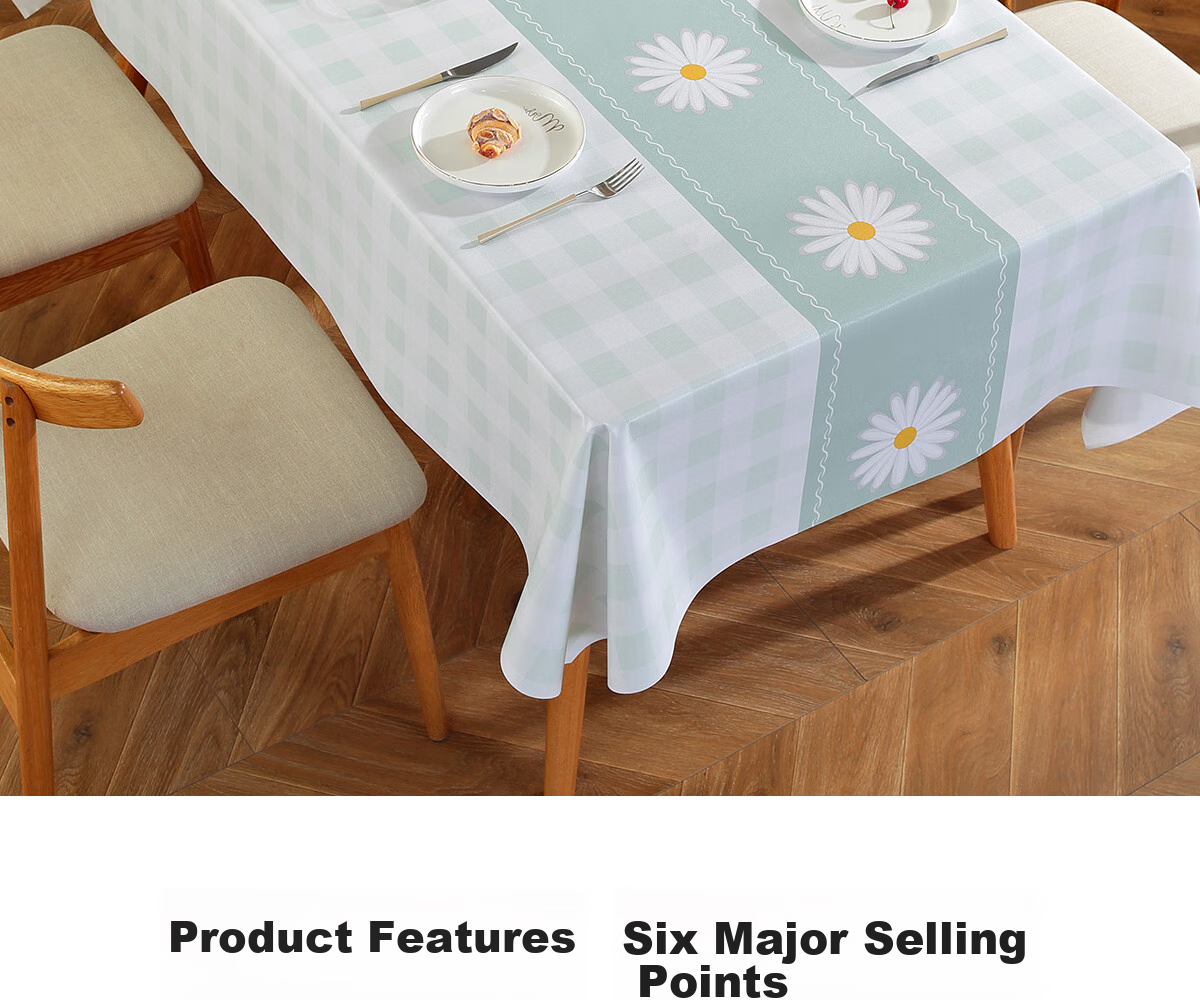 Mihua Rectangular Tablecloth, Waterproof And Oil-Proof, Washable, Heat-Resistant PVC Table Mat, Coffee Table Cover, Small Floral Patter 2