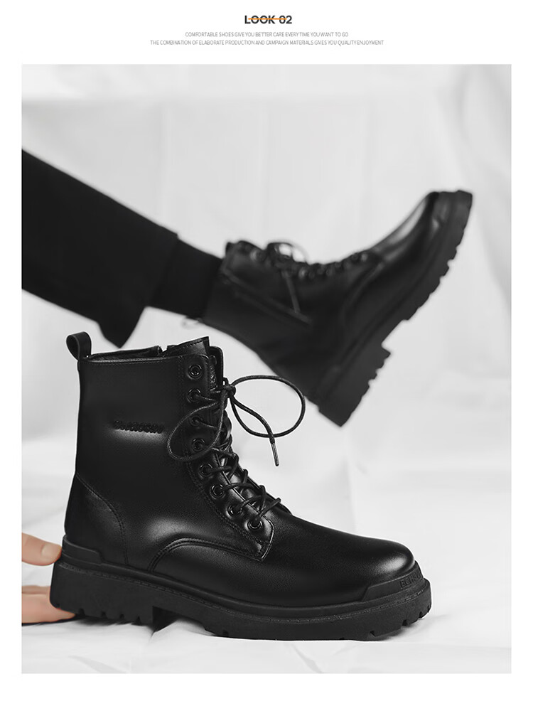 CARTELO Men's Martin Boots, Autumn And Winter 2026 Work Boots, Fashionable Versatile Thick-Soled Leather Boots, High-Top Men's Boots, Combat Boots 11