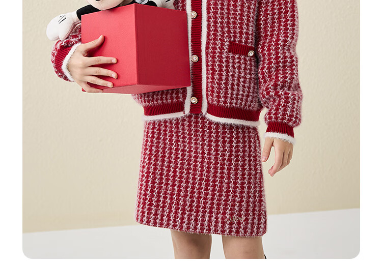 DISNEY Children's Girls' Outfit Set, Dress with Thick Sweater, Red New Year's Outfit, Winter 2023 DB331TE16, Bright Red, Size 110 8