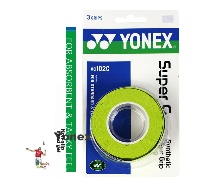YONEX Badminton Grip Tape, Sports Sweat-Absorbing Band, Handle Grip Tape AC-102C Lemon Green, Pack of Three 2