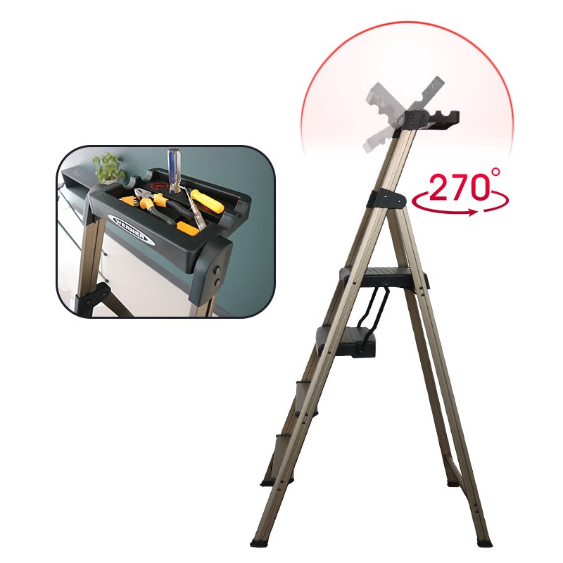 Werner Folding Ladder, Household Aluminum Alloy Step Stool, A-Frame Ladder, Indoor Stairs, 1.6 Meters, 234T-3CN