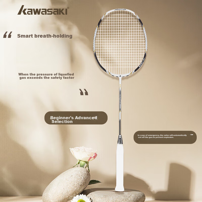 KAWASAKI Full Carbon Badminton Racket Single Racket NAVIGATOR3300i (Pre-Strung 22 Lbs)