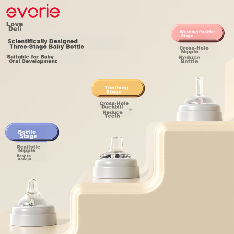 Бутылочка для кормления Evorie PPSU с ручкой и грузиком, 240 мл, серая, для детей от 6 месяцев