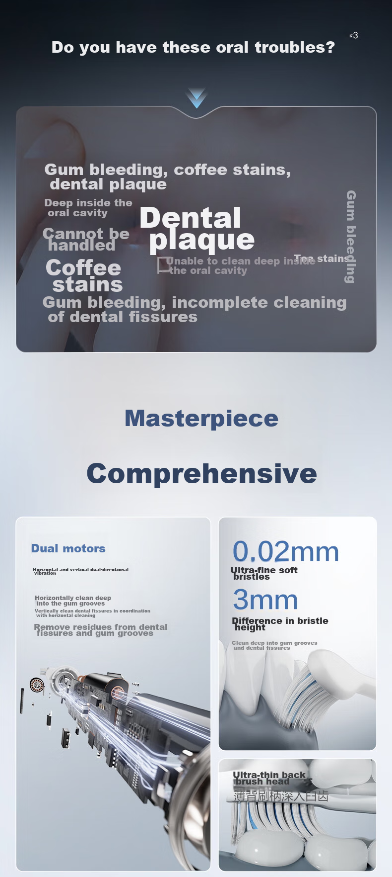 Panasonic Electric Toothbrush with Dual Motors, Horizontal And Vertical Vibration, Floating Charging, Gum Protection, And Interdental Cleaning for Adults, Couples Gift Box, Birthday And New Year Present for Men And Women PDP67 Blue 3