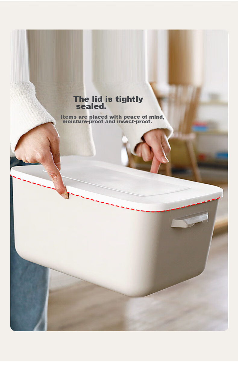 Youjialiangpin Plastic Storage Box, Clothes Organizer, 20L*2+10L*2, Khaki Color, with Lid, Insect-Proof, for Home Use 3