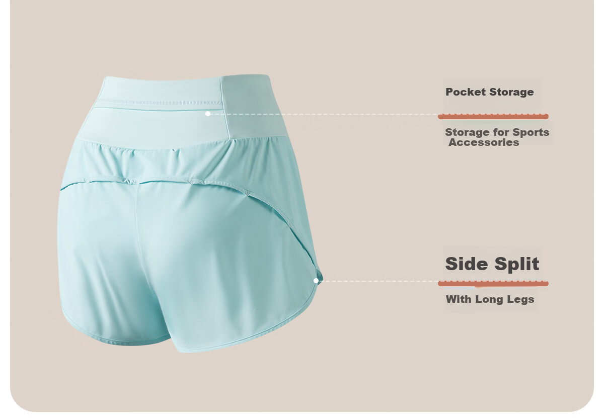 361° Sports Fitness Yoga Shorts, Lightweight Summer Style, Anti-Exposure, Fake Two-Piece Design, Running Sports Breathable Shorts for Outdoor Wear 7