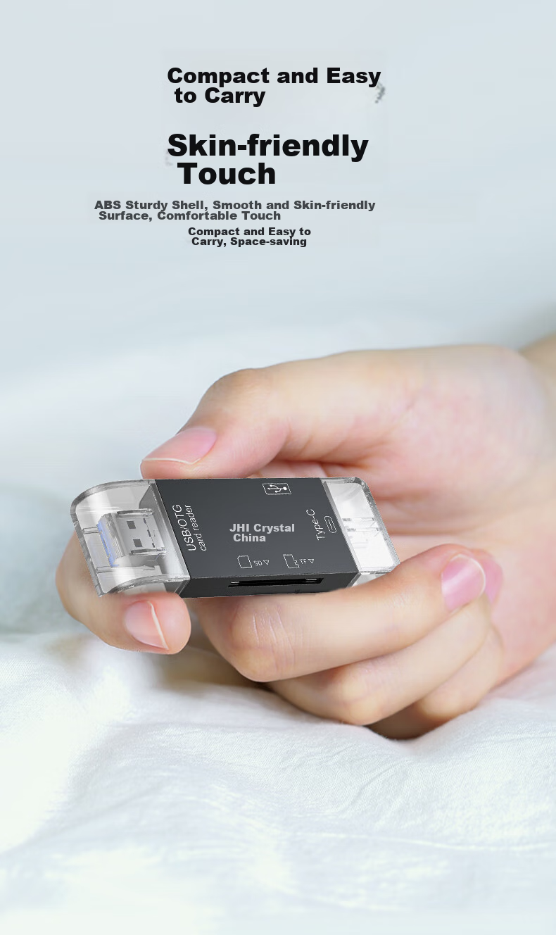 Jinghua USB Multi-Function High-Speed Card Reader SD/TF Six-In Card Reader Supports Phones, Laptops, DSLR Cameras, Dash Cams, Memory Cards Black N452 12