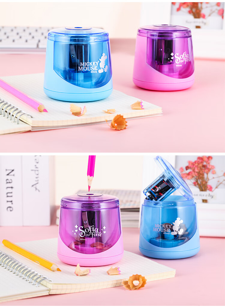 Disney Automatic Pencil Sharpener for Elementary Students Electric Pencil Sharpener Strawberry Bear A73143-T1 8