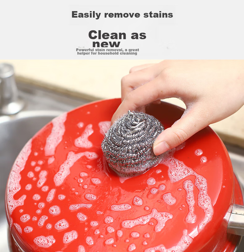 BASUN Steel Wool Scrubber, Pack of 8, Kitchen Dish Cleaning Ball, Pot Scrubber, Degreaser And Stain Remover 3