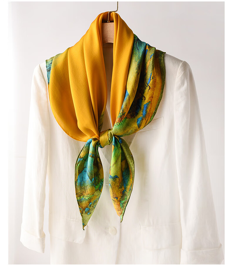 Hangsilu Silk Scarf for Women, Chinese Style Square Scarf, Mulberry Silk Shawl, High-End Birthday Gift, Mid-Autumn Festival Present for Mom And Elders 12