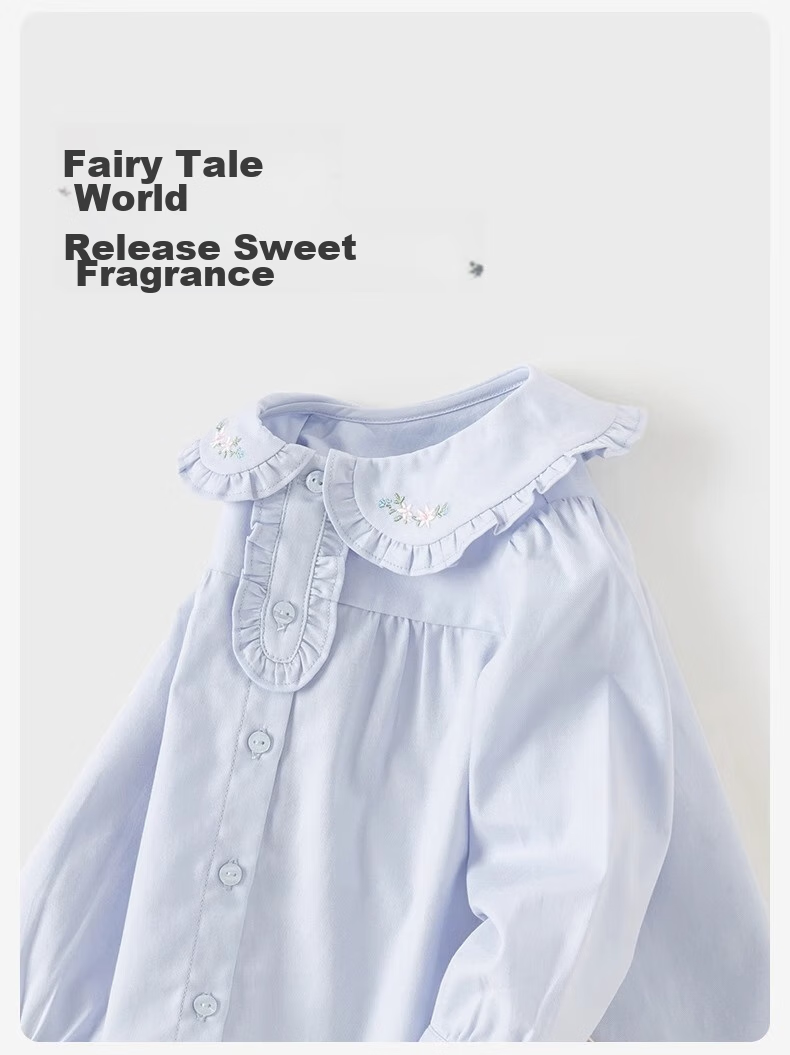 DAVE & BELLA Girls' Cotton Shirt, Autumn Wear, Baby Long-Sleeve Blouse, Children's Stylish White Top 6