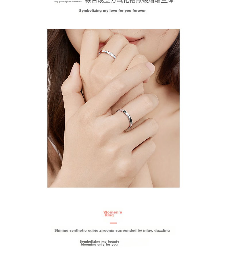 FanciFanci Beautiful Couple Rings 925 Silver Adjustable Birthday Anniversary Gift for Girlfriend 11