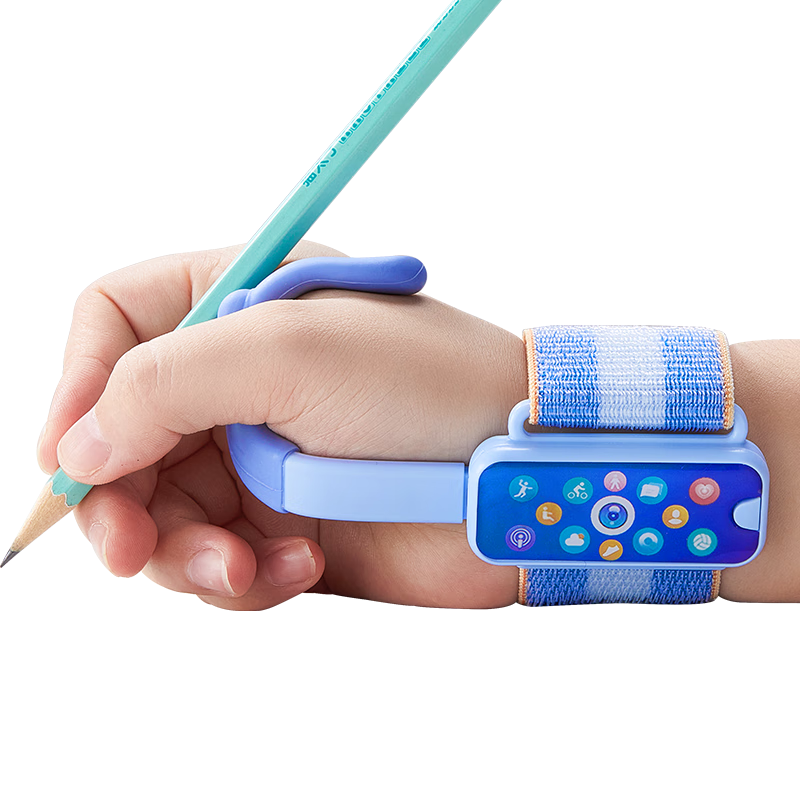 Maotaizi Intelligent Electronic Children's Pen Grip Corrector, Anti-Wrist Hook Writing Corrector, Kindergarten And Elementary School Beginner Writing Fixator, Pen Grip Device, Tiger Mouth Style, Blue