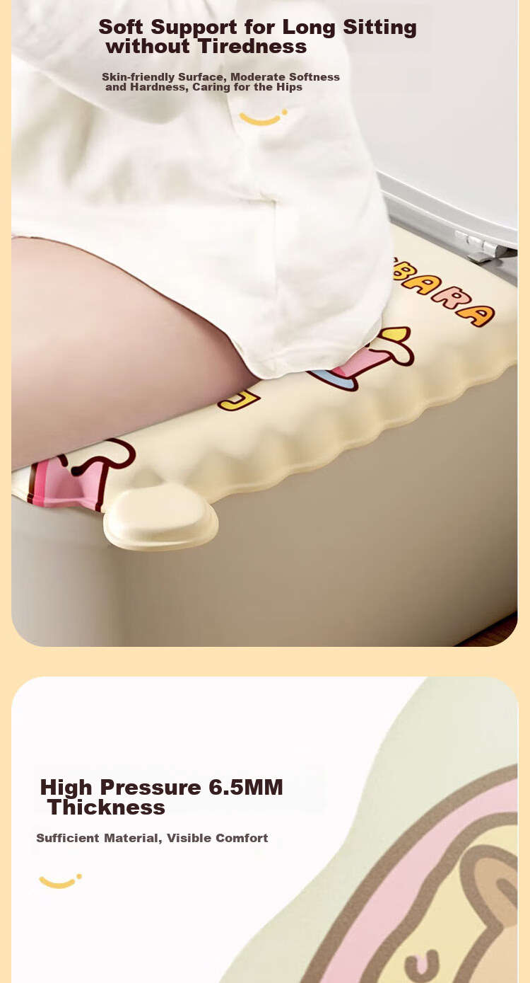 Cigeman Toilet Seat Cover, Summer Waterproof Seat Pad, All-Season Universal Large Toilet Seat Cover, Adhesive Sticker, Washable-Free 3