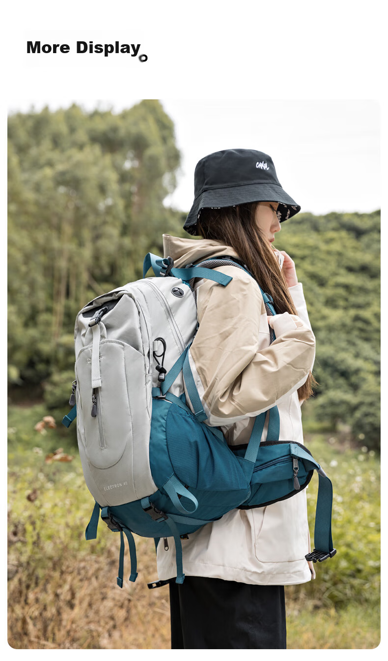 CAMEL [Shanshi] Outdoor Lightweight Hiking Backpack, Large Capacity Professional Trekking Waterproof Travel Backpack, Silver Gray 16