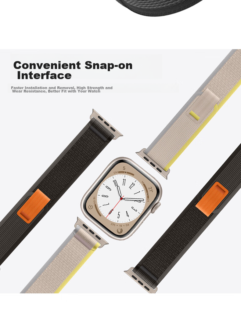 ESCASE Compatible with Apple Watch Bands IWatch Ultra 3/S11/10/9/8/SE3 Sports Waterproof Trail Loop Magic Tape Black with Gray 42/44/45/49mm 8