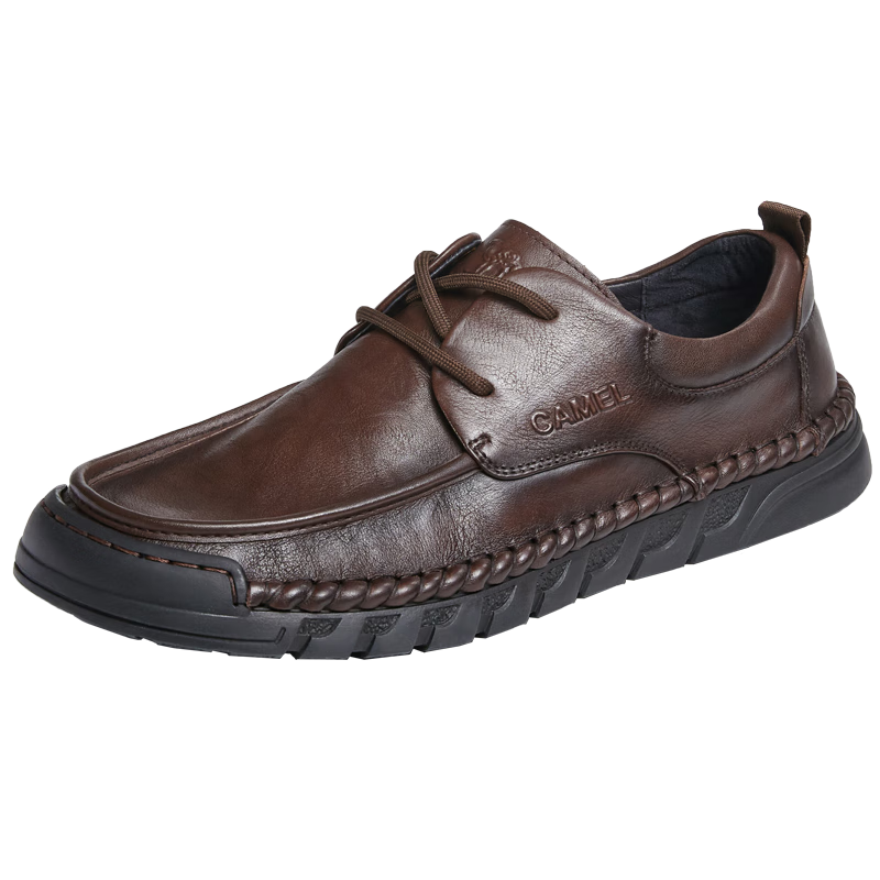 CAMEL Leather Lightweight Comfortable Business Casual Men's Shoes, G13S297044, Brown, Size 41