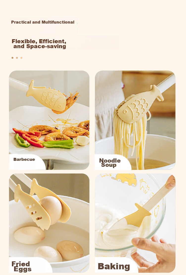 Shuke Fish Tongs, Kitchen Barbecue Tongs, Multifunctional Food Tongs, Heat-Resistant Silicone Barbecue Steak Tongs 7