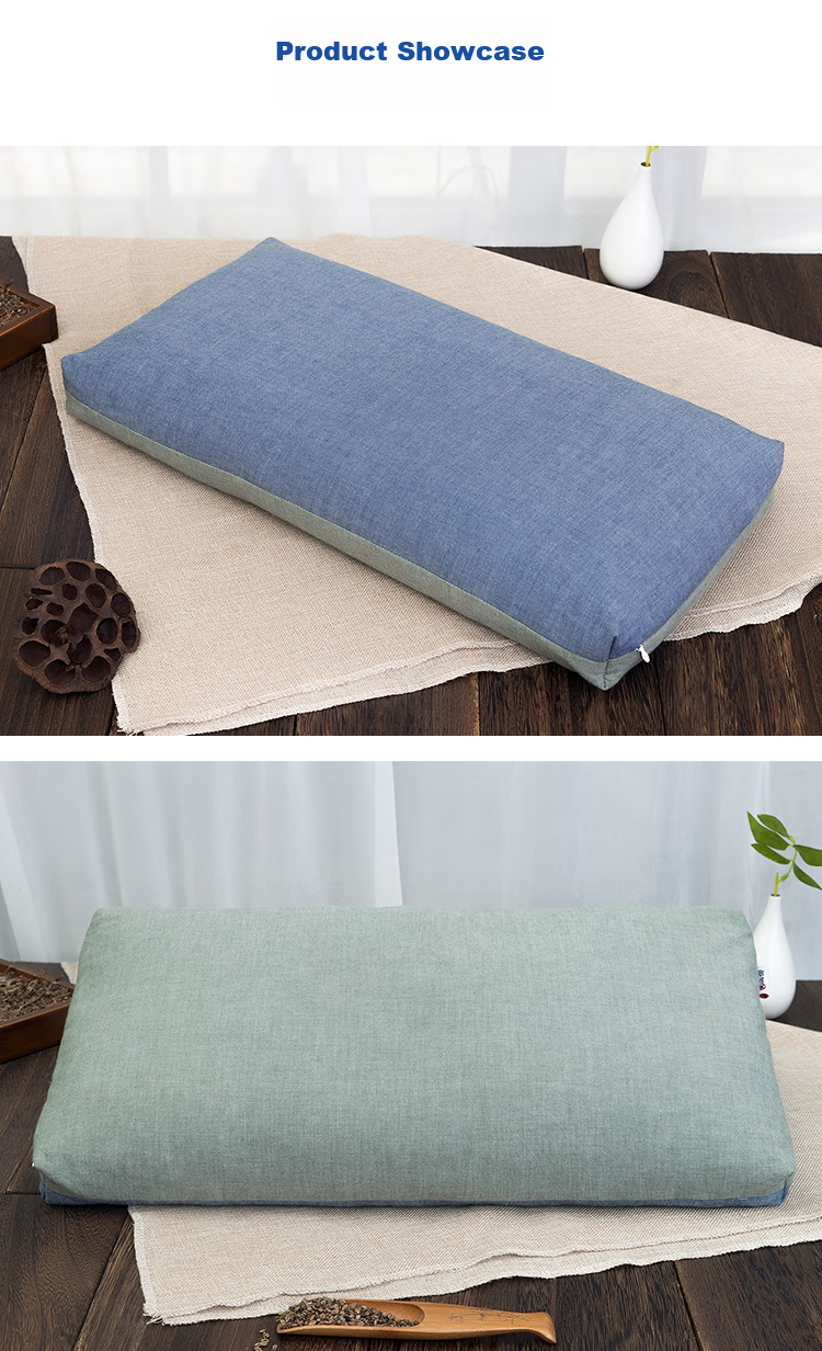 Shuguoyu Children's All Buckwheat Pillow, Youth Student Sleep Low Pillow for Ages 6-15, Comfortable Sleeping Pillow, Muxian Blue Color 12