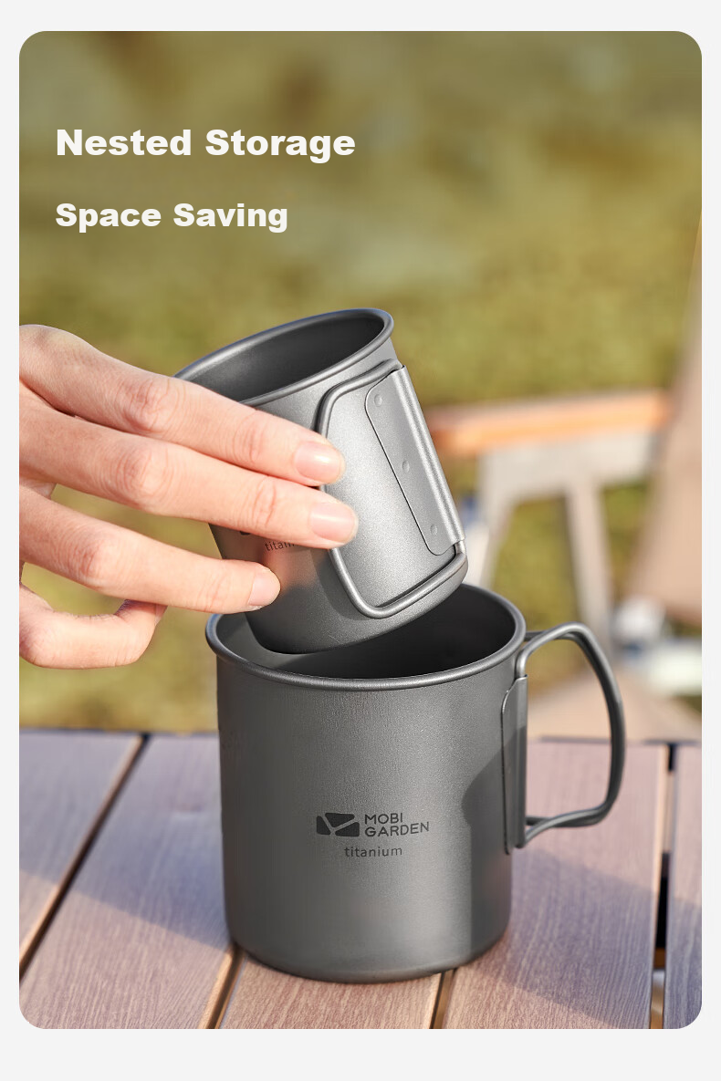 MOBIGARDEN Titanium Cup, Outdoor Camping Picnic Lightweight Portable Boiling Water Titanium Cup Water Bottle 300ml NX20666038 Titanium Color 10