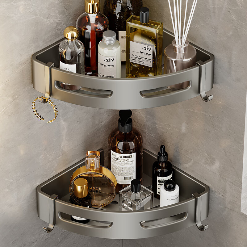 Huxiansen Bathroom Storage Rack, Toilet Towel Holder, No Drilling Required, Space Aluminum Gun Gray, Moisture-Proof And Durable, Bathroom Organizer 5