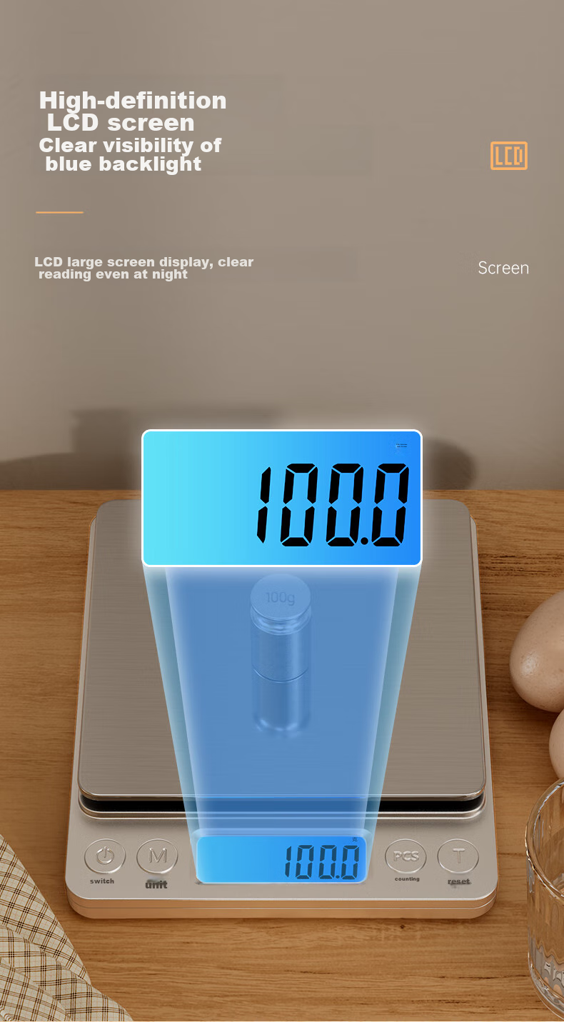Meilen Electronic Kitchen Scale, Small High-Precision Baking Scale, Gram Weighing Food Scale, Stainless Steel Surface, 0.1g 14