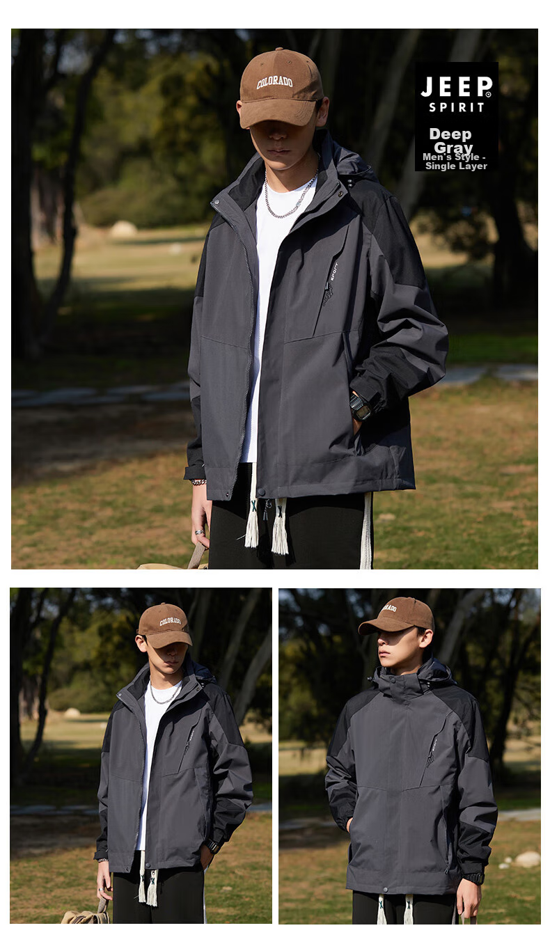 JEEP SPIRIT Windbreaker Jacket for Men And Women, Spring And Autumn Outerwear, Outdoor Windproof Coat, Warm Windbreaker 26