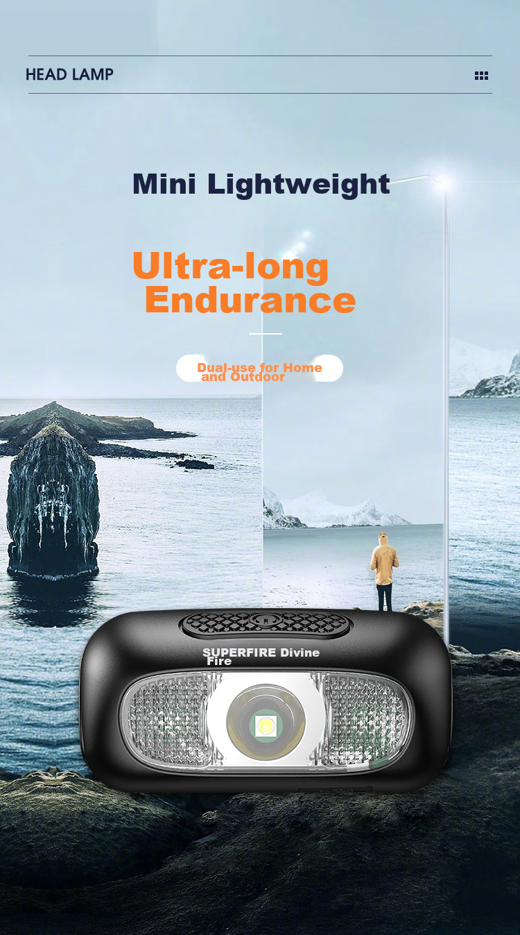SupFire HL05 LED High-Intensity Headlamp for Night Fishing, Long-Range USB Rechargeable Emergency Outdoor Cycling Mining Lamp Head-Mounted L 2