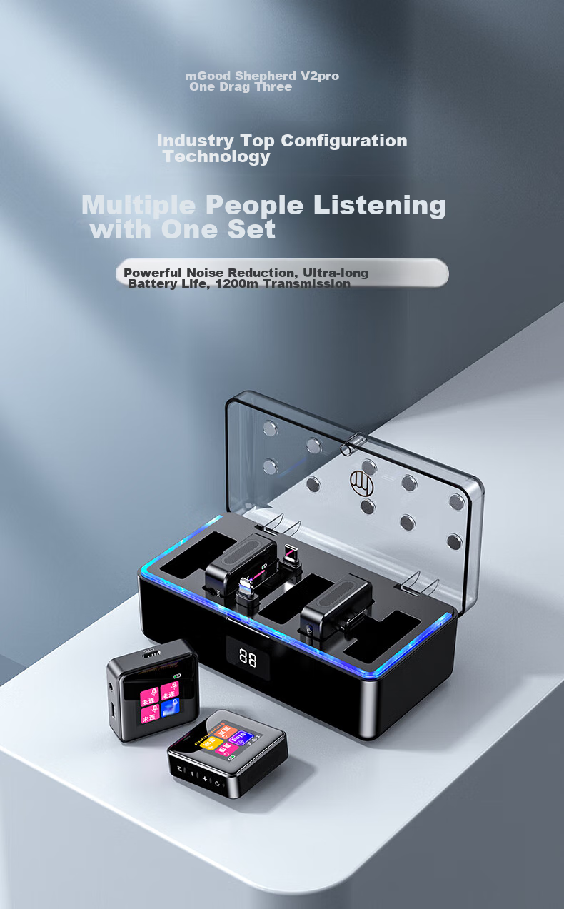 Haomuren Wireless Lavalier Microphone, Three-In Small Bee Chest Mic, Live Streaming Equipment, Audio Recorder, Outdoor Noise Reduction, Host Short Video Phone Camera Interview Microphone, Multi-Person Earpiece, Performance Microphone 1