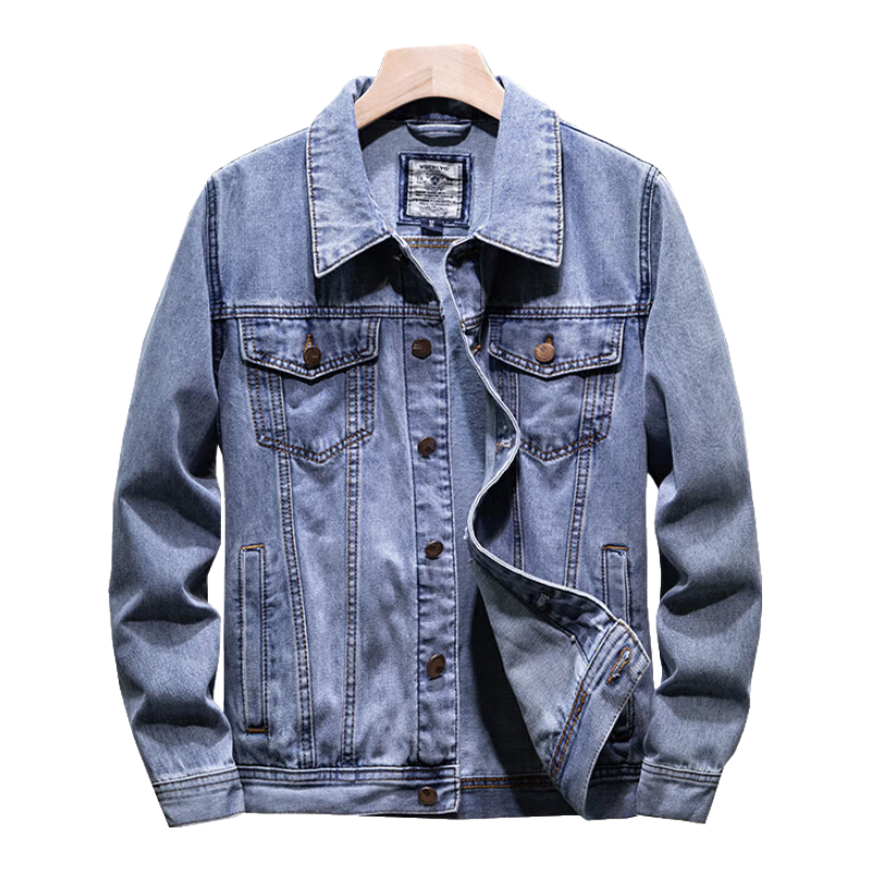 Jeanswest Men's Denim Jacket 2026 Spring Summer Loose Fit Trendy Comfortable Light Blue 3XL