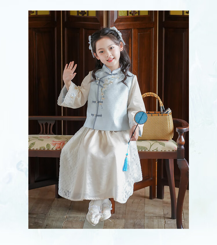Qibao Hanfu Girls Spring Autumn 2025 New Children's National Style Baby New Chinese Children's Clothing Frost 130 18