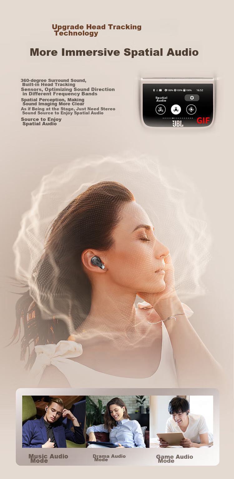 JBL TOUR PRO3 Business Cabin 3rd Generation [Wang Chulin's Choice], Wireless Bluetooth Earphones, Smart Touch Screen, Active Noise Cancellation, In-Ear Style, Compatible with Apple And Huawei, Dazzling Ice Latte 8