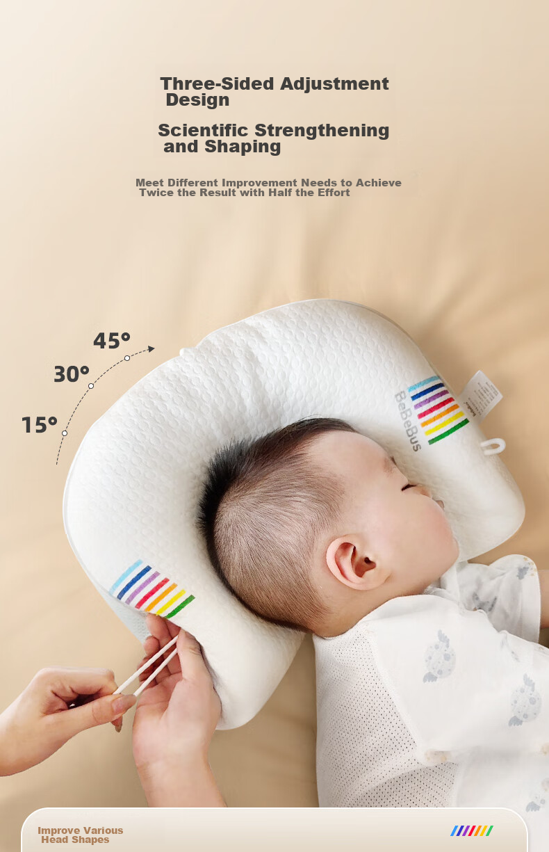 Bebebus Infant Shaping Pillow for 0-6 Months, Round Head Correction, Baby Pillow for 0-1 Year Old, Anti-Bacterial And Anti-Mite Model 7