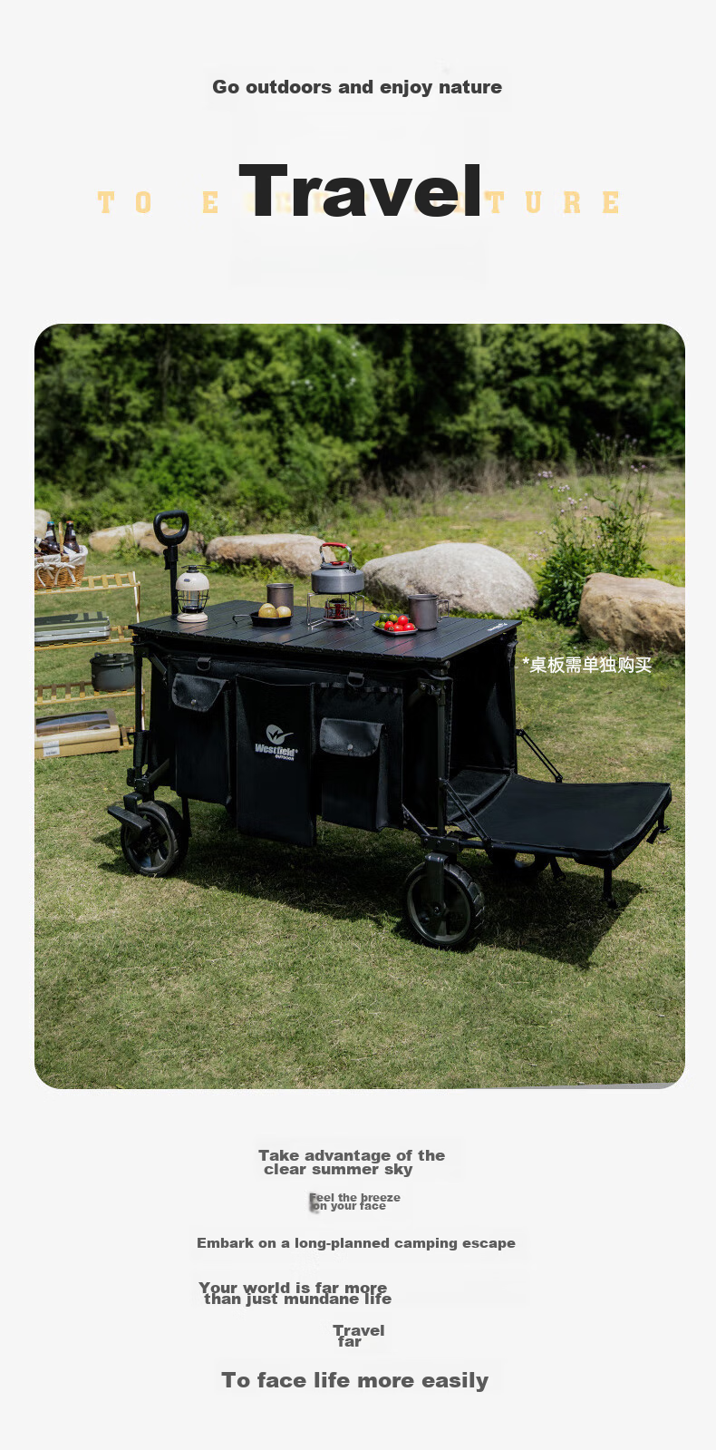 Westfieldoutdoor, My Flying Night Chapter Folding Camping Cart, Outdoor Foldable Campsite Cart, Stroller for Kids, Grocery Shopping Trolley, Pet Cart, Picnic And Camping Cart 2