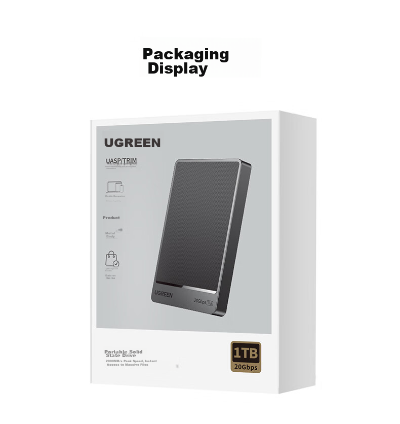 UGREEN Prime20 2TB Portable Solid State Drive (PSSD), High-Speed 2000MB/s Transfer Rate, Compatible with Type-C/USB3.2, Direct Connection to Phones And Tablets 24