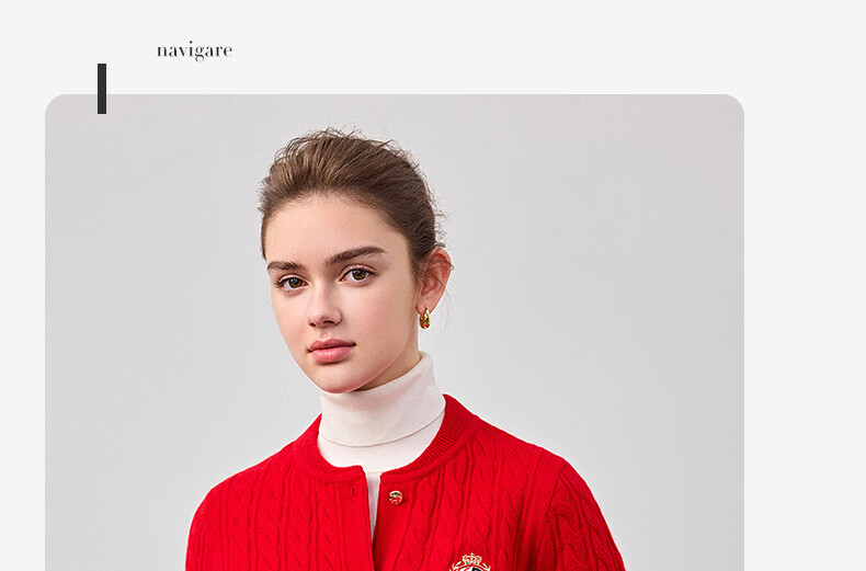 Navigare Italian Small Sailboat Autumn And Winter Women's All-Wool Jacket, Cable Knit Sweater Cardigan 2334094508 M 42