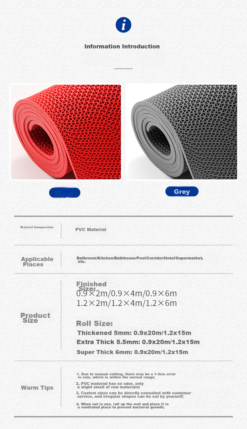 Baineng Bathroom Non-Slip Mat Shower Room Bath Foot Mat Toilet PVC Hollow Anti-Slip Floor Mat 0.9*1m 19