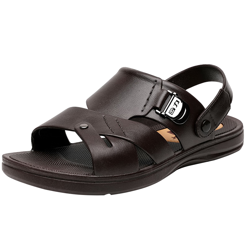 Huili Men's Casual Outdoor Dual-Use Sandals, Comfortable Lightweight Beach Slippers, HL3888 Brown Size 40