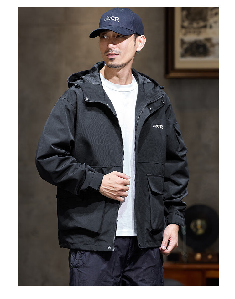 JEEP 2026 Outdoor Mountain-Style Spring And Autumn Men's Sports Jacket, Loose-Fitting Hooded Cardigan Coat for Me 11