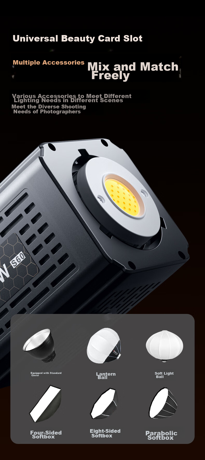 CRENOV [12000mAh] 60W Dual Color Temperature COB Fill Light with Built-In Battery, Desktop Live Streaming Professional Photography Studio Clothing Studio Continuous Lighting Indoor Photography Portable Fill Light 5