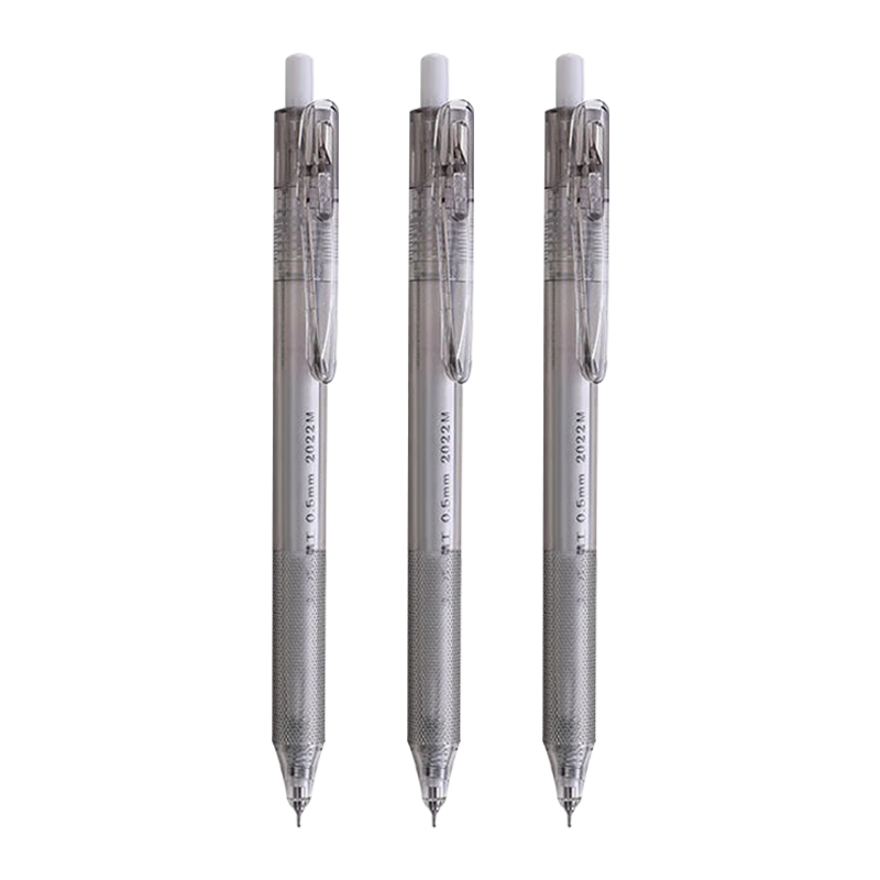 Dongmi Gel Pen, CS Tip 0.5mm, Smooth Writing, Retractable, for Exams And Study, Office Use, 3-Pack, Gray Barrel with Black Ink, DM904
