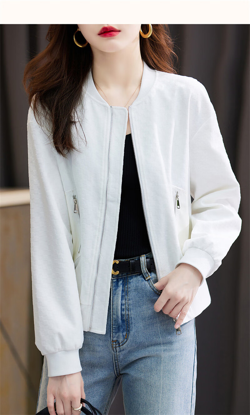 Dme [Outdoor New Fashion] Spring And Autumn Commuter Baseball Collar Lightweight Bubble Texture Stylish Versatile Jacket for Women, Short Style 26
