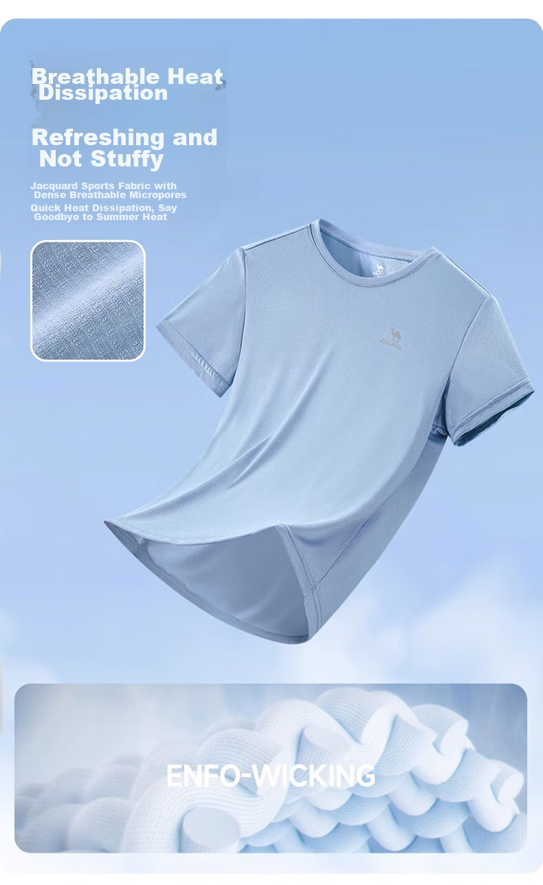 CAMEL Short-Sleeve T-Shirt for Men, New Summer Style, Loose-Fit Round Neck Outdoor Sportswear, Running Training Ultra-Thin Quick-Dry Top 3