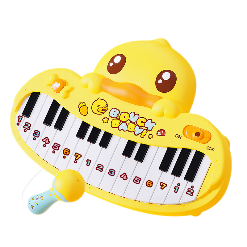 B.Duck Musical Electronic Keyboard Toy, Playable Instrument, Baby Enlightenment, Infant Piano with Microphone, Birthday Gift