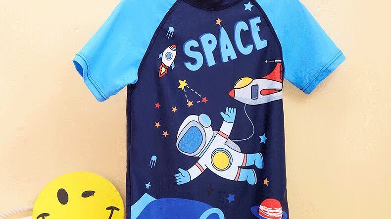 PEAK Children's Swimwear, Boys' Swim Trunks, Two-Piece Swimsuit for Boys, Space Design for Small to Large Kids, Baby Swimwear Set, Size 110 2