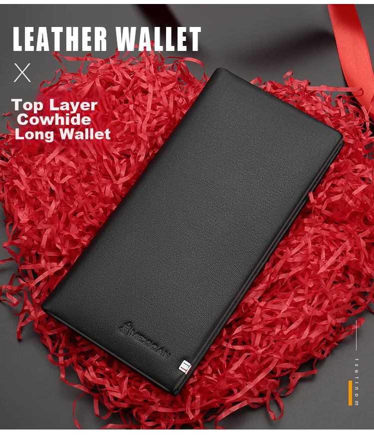 MEXICAN Genuine Top-Grain Leather Wallet for Men, Long Style Billfold, High-End Gift Box, Birthday Present for Boys And Fathers 2