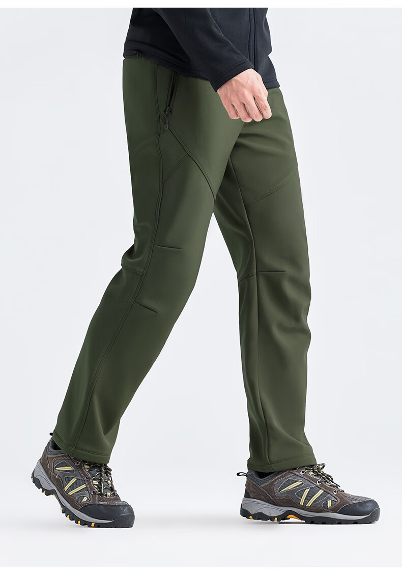 Pioneer Camp Tibetan Wolf Outdoor Softshell Hiking Mountaineering Pants Men's Autumn Windproof Water-Repellent Warm Breathable Straight-Leg Trousers 21