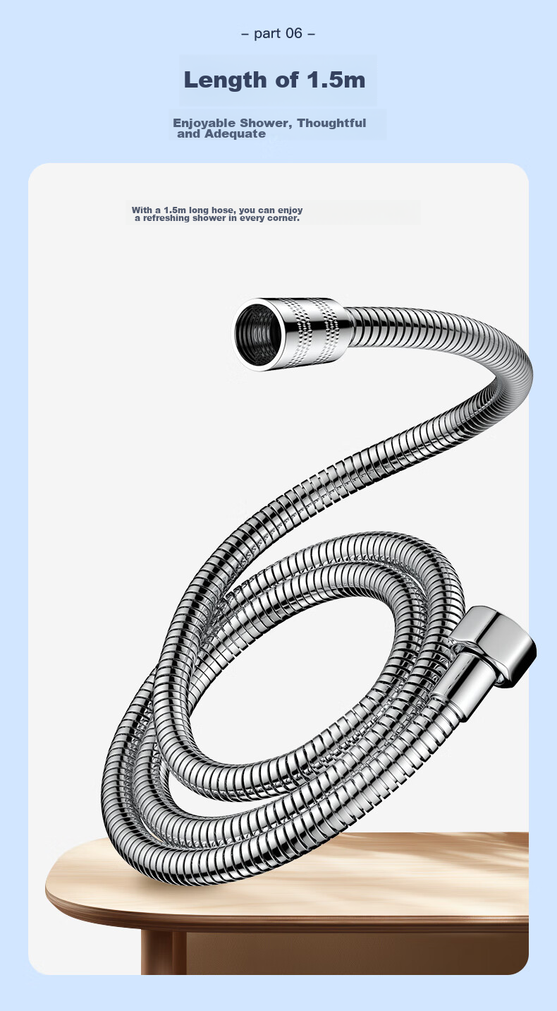 KEGOO K06044 Shower Hose, 1.5 Meters Stainless Steel, Anti-Explosion And Anti-Tangling Water Pipe for Shower Head 10